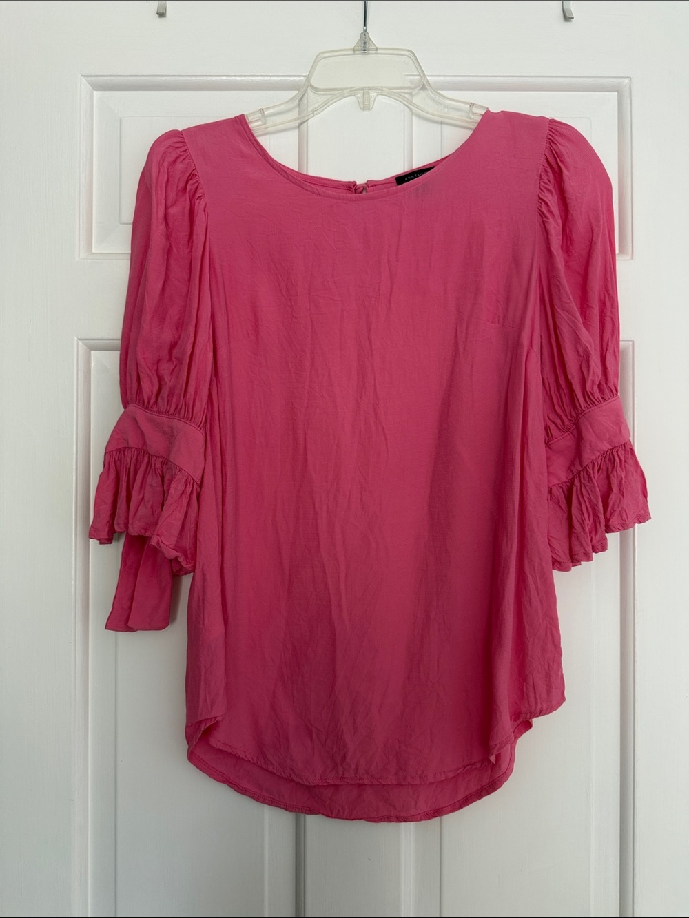 Ann Taylor Pink Ruffle Sleeve Blouse